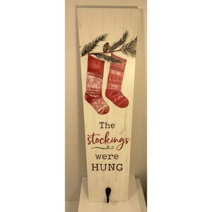 The Stockings Were Hung Wood Sign Hanger Hook Board Christmas P Graham Dunn USA